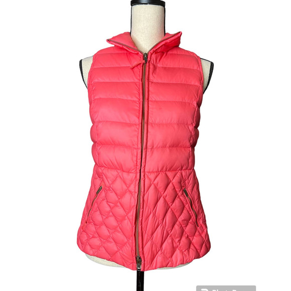 Talbots Quilted Vest in Salmon Pink Full Zipper 90% Down Filling Size XS - Picture 1 of 6